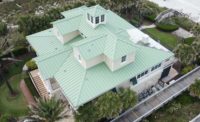 A light green metal roof