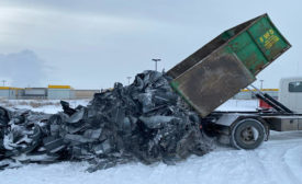 The first delivery of IKO manufacturing waste shingles was received by Empower Calgary on Jan. 17. 