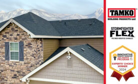 TAMKO's StormFighter-FLEX shingle won a product choice award from the International Roofing Expo. (Home with ProLine TM shingles pictured.)