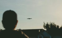 A man operating a drone