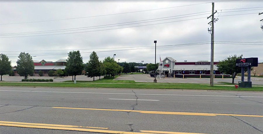 A street view of the crime scene.