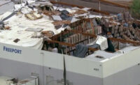 The warehouse in West Phoenix where a 22-year-old worker was killed following the partial collapse of the roof from a sudden severe storm.