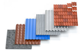 Samples of different roofing materials