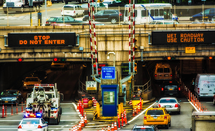 The Queens-Midtown Tunnel in New York City was closed for several hours after a drill pierced the south tube roof.